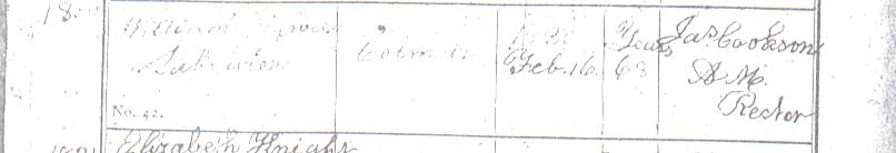William Digweed's burial certificate