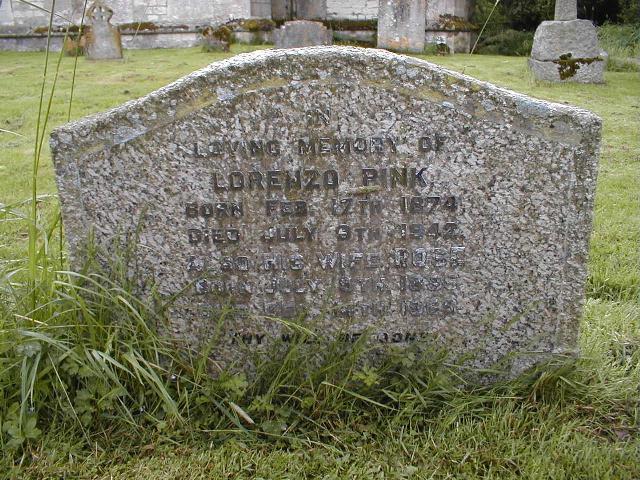 Lorenzo Pink's Grave Stone
